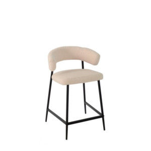 Set 2 sgabelli Megan fisso bouclé corda gambe nere moderni