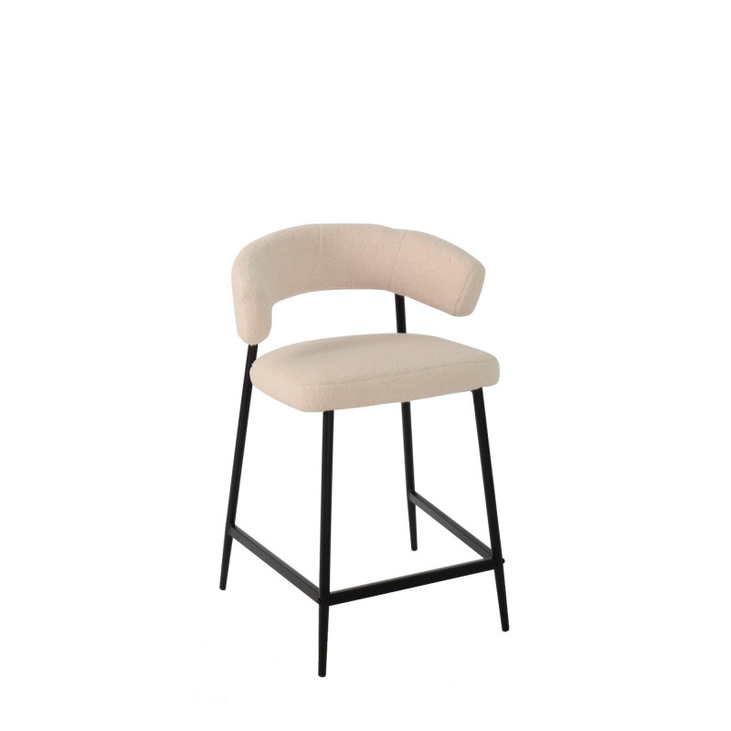 Set 2 sgabelli Megan fisso bouclé corda gambe nere moderni