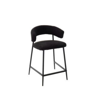 Set 2 sgabelli Megan fissi bouclé nera gambe nere eleganti