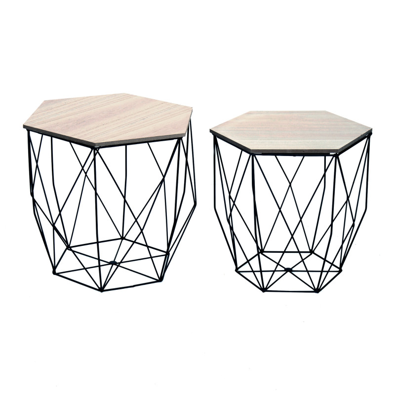 Set 2 tavolini Prism rovere nero moderni e versatili