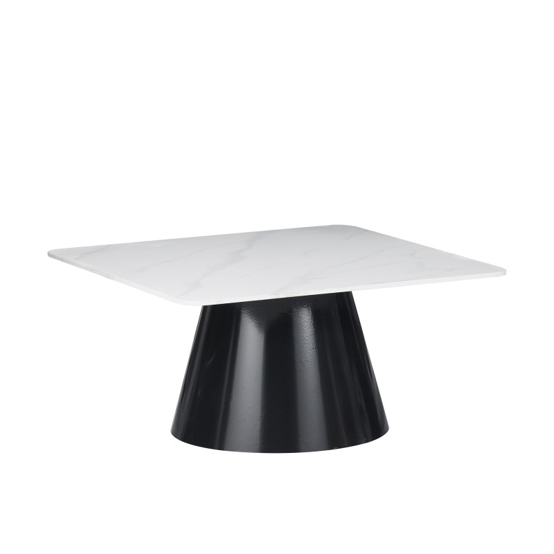 Tavolino Ring pietra effetto marmo base nera moderno elegante