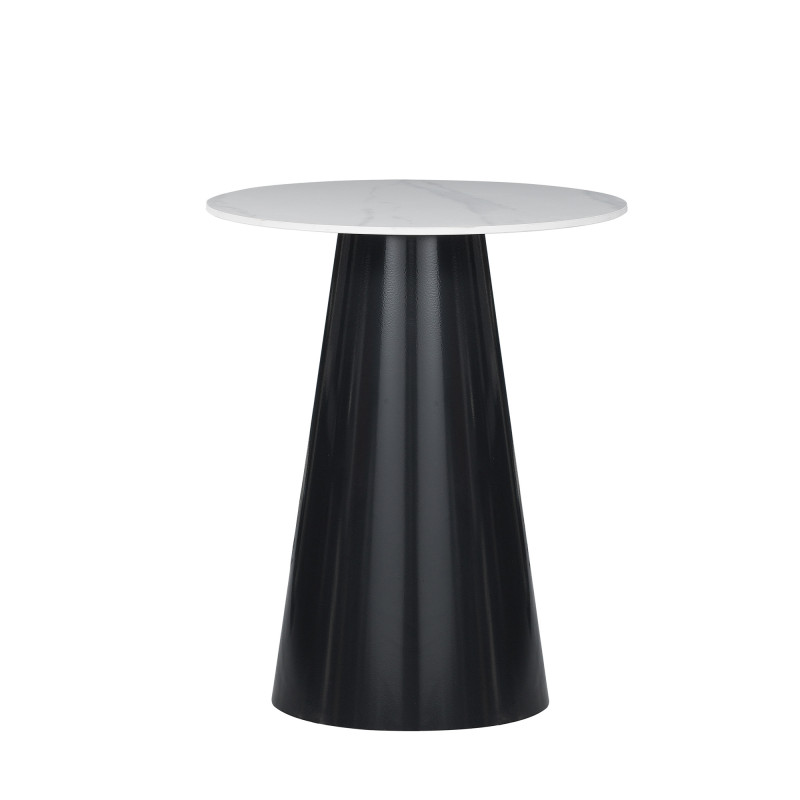 Tavolino Ring pietra effetto marmo base nera moderno elegante