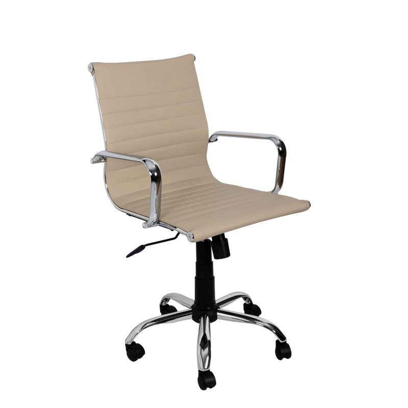 Poltrona Pleasure dirigenziale tortora similpelle cromata ufficio