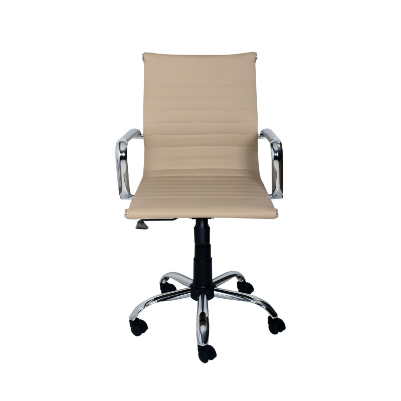 Poltrona Pleasure dirigenziale tortora similpelle cromata ufficio