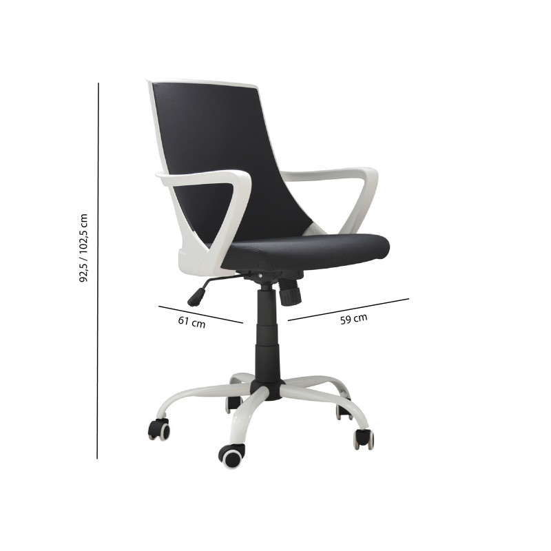 Poltrona Smile nera struttura bianca moderna per ufficio ergonomica