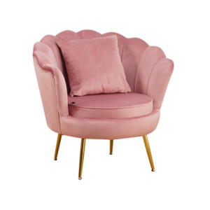 Poltrona Frida velluto cipria gambe oro con cuscino elegante