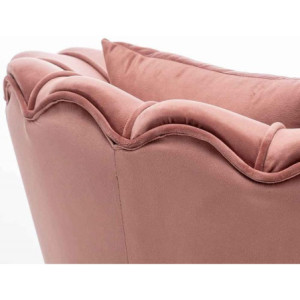 Zoom Poltrona Frida Velluto Cipria Gambe Oro con Cuscino