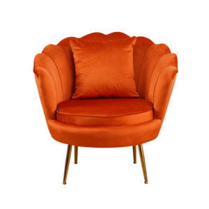 Poltrona Frida velluto ruggine gambe oro con cuscino elegante