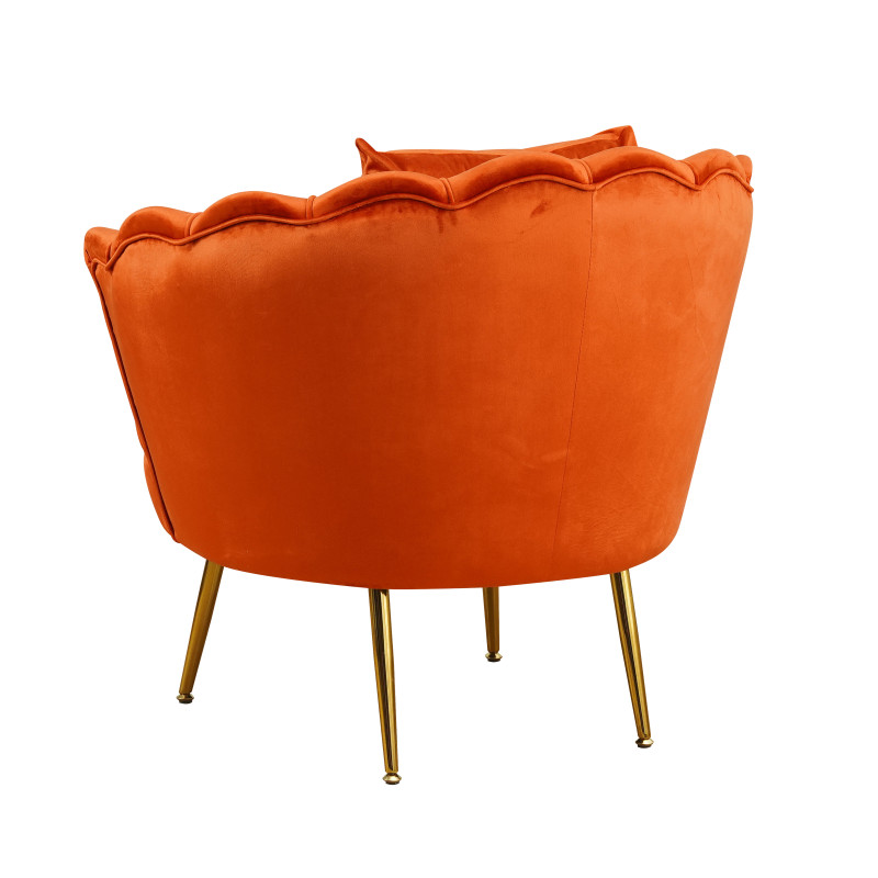 Poltrona Frida velluto ruggine gambe oro con cuscino elegante