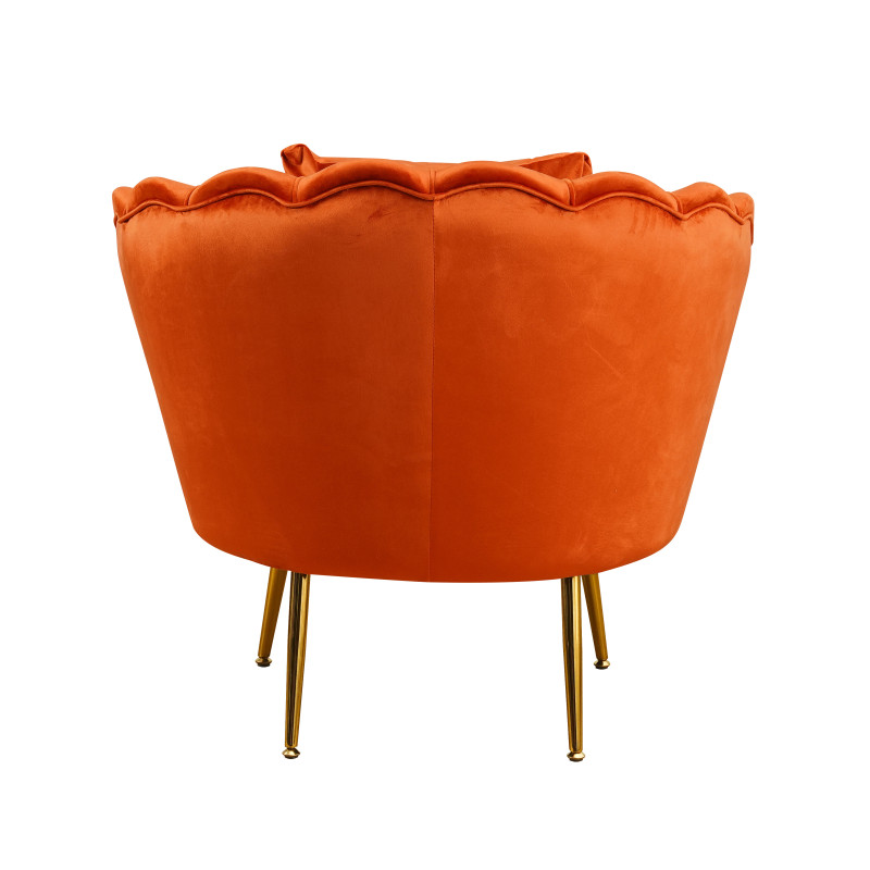 Poltrona Frida velluto ruggine gambe oro con cuscino elegante