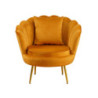 Poltrona Frida velluto senape gambe oro con cuscino elegante