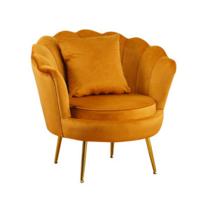 Zoom Poltrona Frida Velluto Senape Gambe Oro con Cuscino