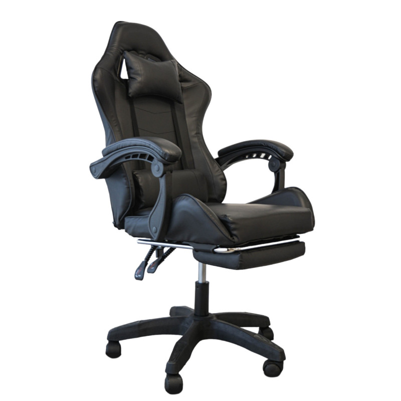 Poltrona Racing Omega nera similpelle con piedi stile gaming