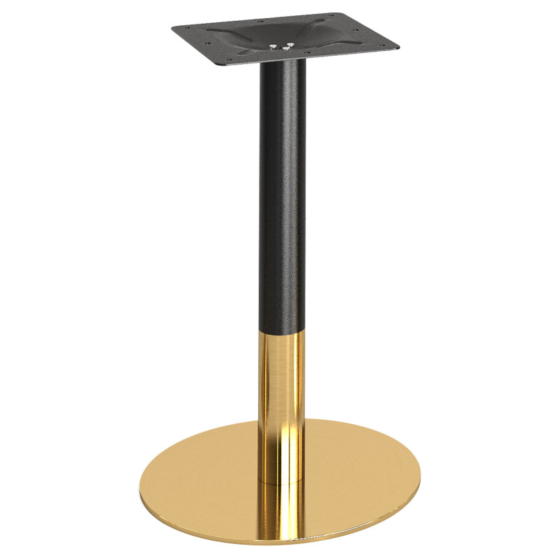 Base tavolo Gaia nera con piastra oro acciaio design moderno