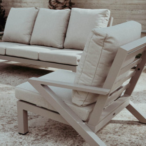 Zoom Set Malaga Divano +2 poltrone Alluminio Tortora