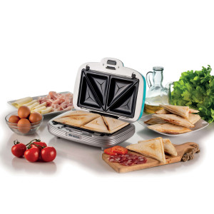 Zoom Piastra Elettrica Multifunzione - 700W - 3 Piastre Intercambiabili - Azzurro