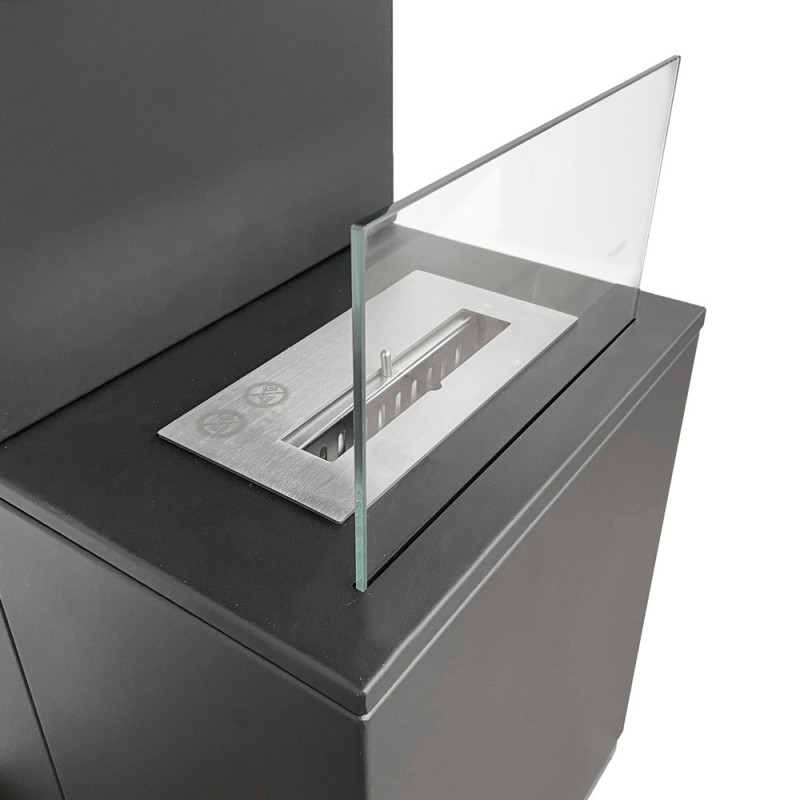 Camino a bioetanolo Oslo acciaio nero da terra L38xP38xH100