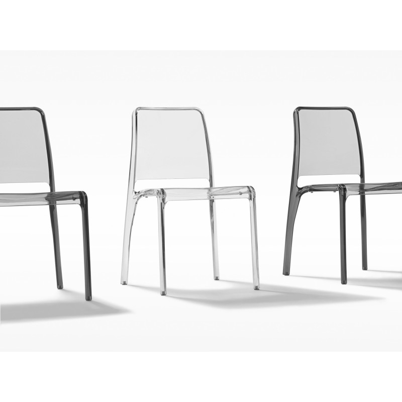 Sedia Goss in policarbonato trasparente o fumè design moderno