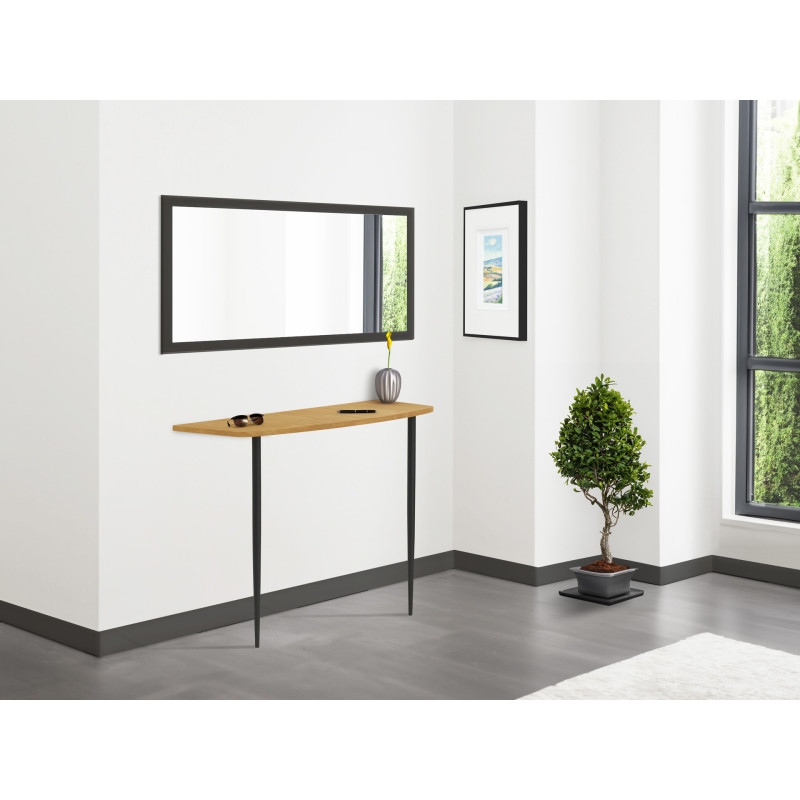 Consolle curva in legno massello 90x28 cm allungabile casa