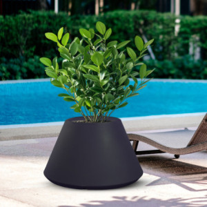 Vaso in resina antracite Stromboli 60x35 cm per piante esterno