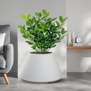 Zoom Vaso in resina da esterno interno per piante tondo conico design d.60x35h Stromboli Bianco