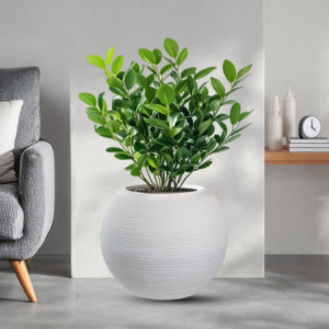 Zoom Vaso in resina da esterno interno per piante tondo a sfera di design d.40x33h Botticelli Bianco
