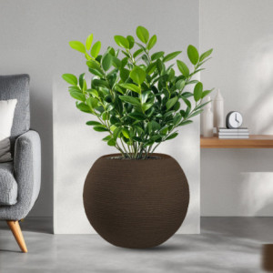 Zoom Vaso in resina da esterno interno per piante tondo a sfera di design d.40x33h Botticelli Marrone