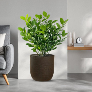 Zoom Vaso in resina da esterno interno per piante cilindro di design d.35x34h Raffaello Marrone