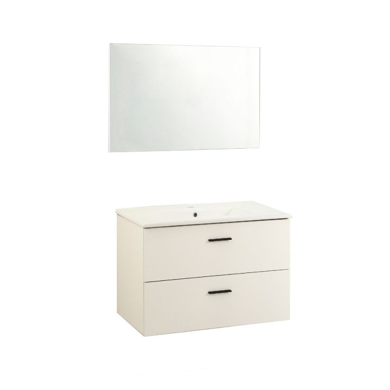 Mobile bagno sospeso Lario bianco 80x46x48 cm con lavabo e specchio