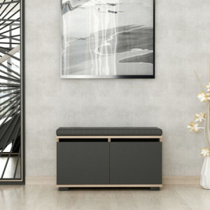 Zoom Scarpiera con pouff Dragoshoe noce e nero