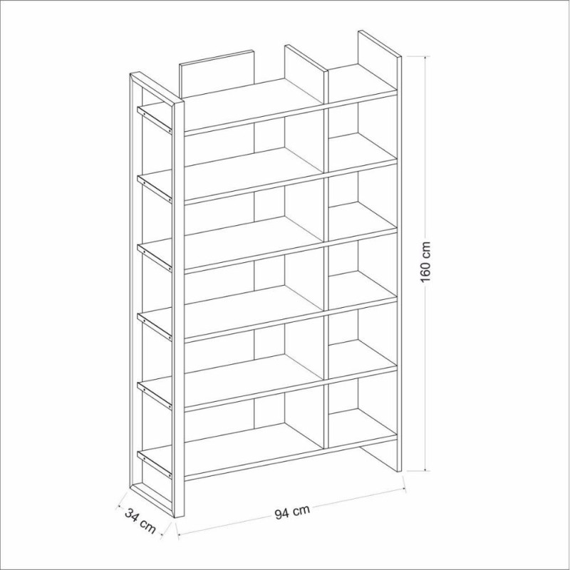 Libreria Leno antracite e ripiani noce 94x160 moderna e robusta