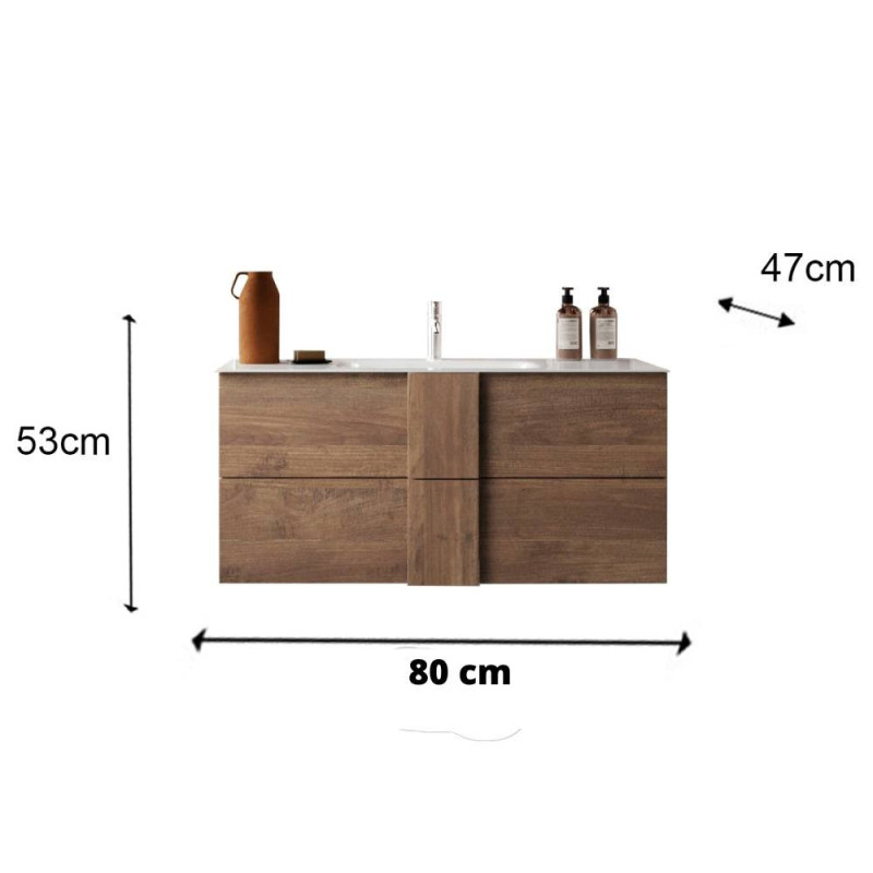 mobile bagno sospeso 80 cm rovere mercure | levante shop