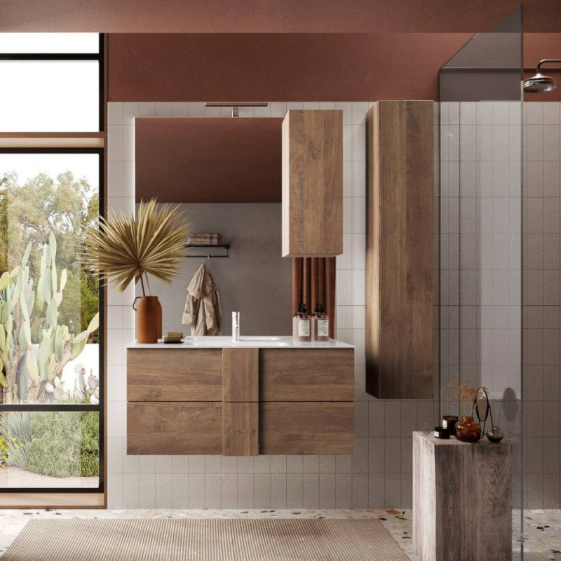 mobile bagno sospeso 80 cm rovere mercure | levante shop