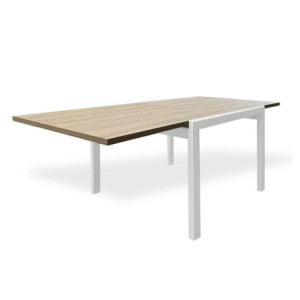 Zoom Tavolo quadrato Korallo allungabile bianco e olmo 100x100x76h