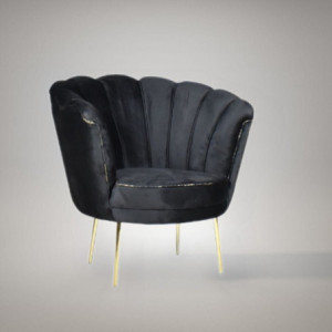 Poltrona Orel velluto nero piedini oro elegante per living