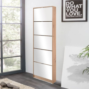 Scarpiera Koblenz 5 ante specchio quercia salvaspazio elegante