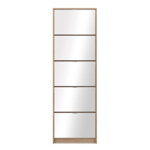 Zoom Scarpiera Koblenz con 5 ante a specchio colore quercia