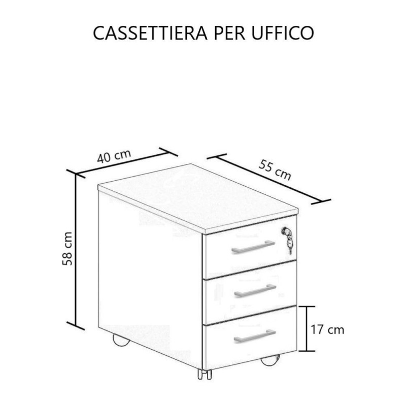 Cassettiera Ibisco ufficio bianco frassinato e noce naturale