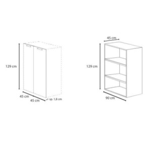 Zoom Coppia ante h 129 per modulo ufficio a giorno Ibisco noce naturale