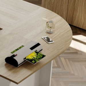 Raccordo per scrivania Ibisco noce naturale angolare versatile