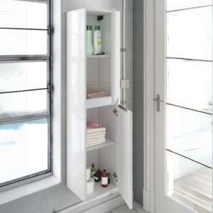 Zoom Colonna bagno Bolton 35x30.5x150 cm. 2 ante reversibili colore bianco laccato lucido