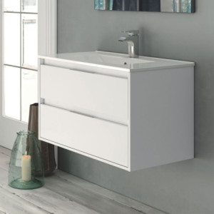 Mobile bagno sospeso Bolton bianco lucido 60x45x48 cm 2 cassetti