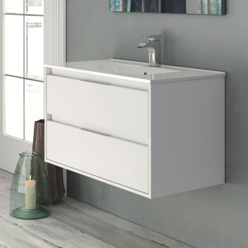 mobile bagno sospeso 60 cm bianco laccato lucido | levant...
