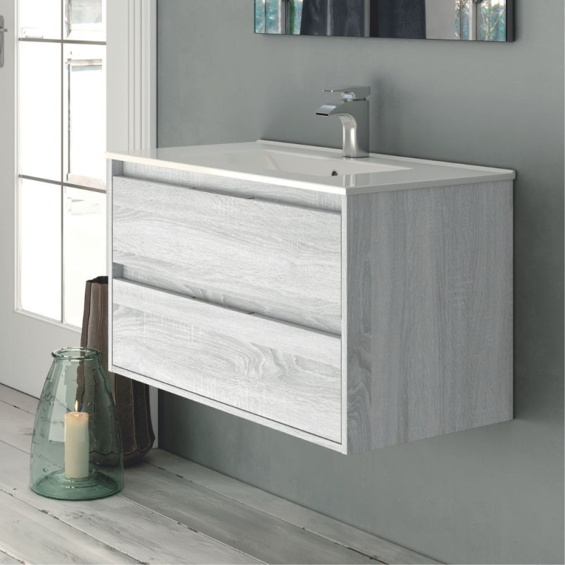 Mobile bagno sospeso Bolton rovere grigio ghiaccio 60x45x48 cm
