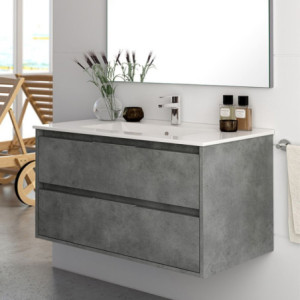 Mobile bagno sospeso Bolton cemento 80x45x48 cm 2 cassetti