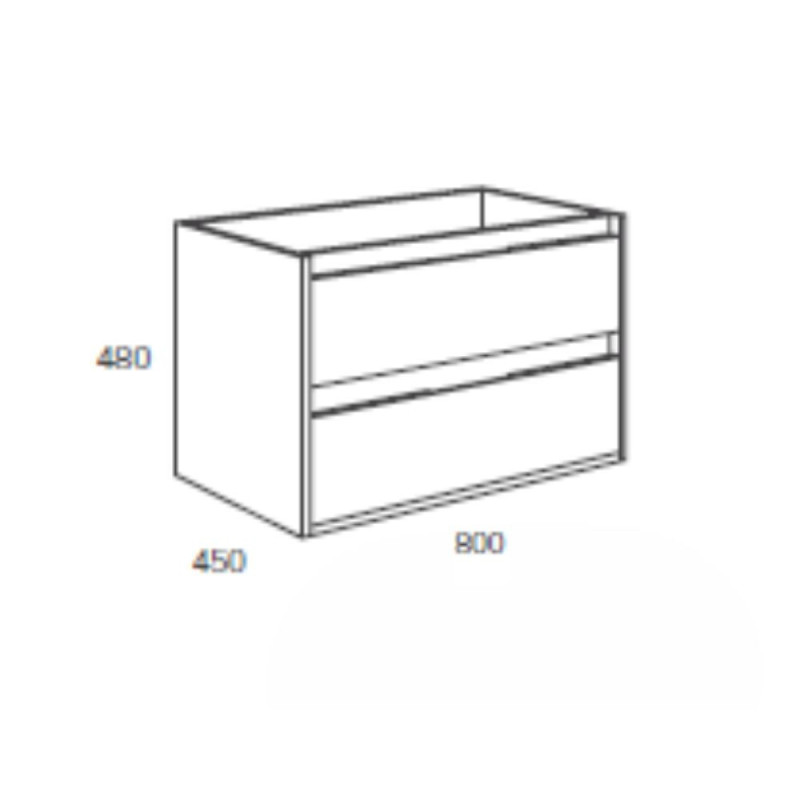 Mobile bagno sospeso Bolton cemento 80x45x48 cm 2 cassetti