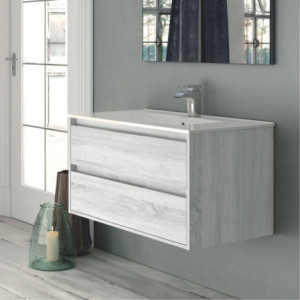 Mobile bagno sospeso Bolton 80x45x48 cm rovere grigio ghiaccio