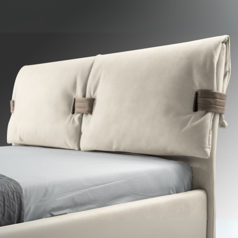 Letto matrimoniale contenitore Grenoble beige tortora tessuto