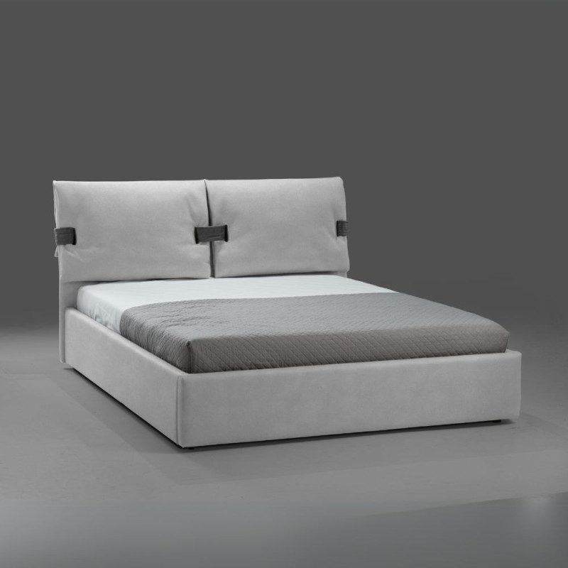Letto matrimoniale contenitore Grenoble grigio antracite tessuto
