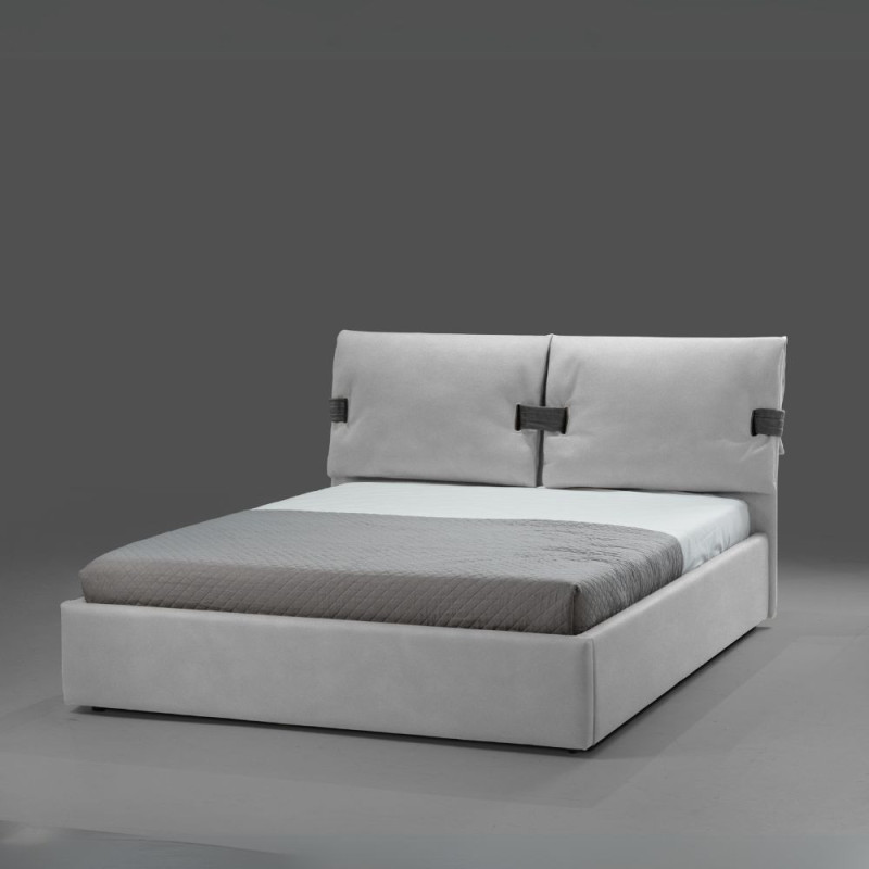 Letto matrimoniale contenitore Grenoble grigio antracite tessuto